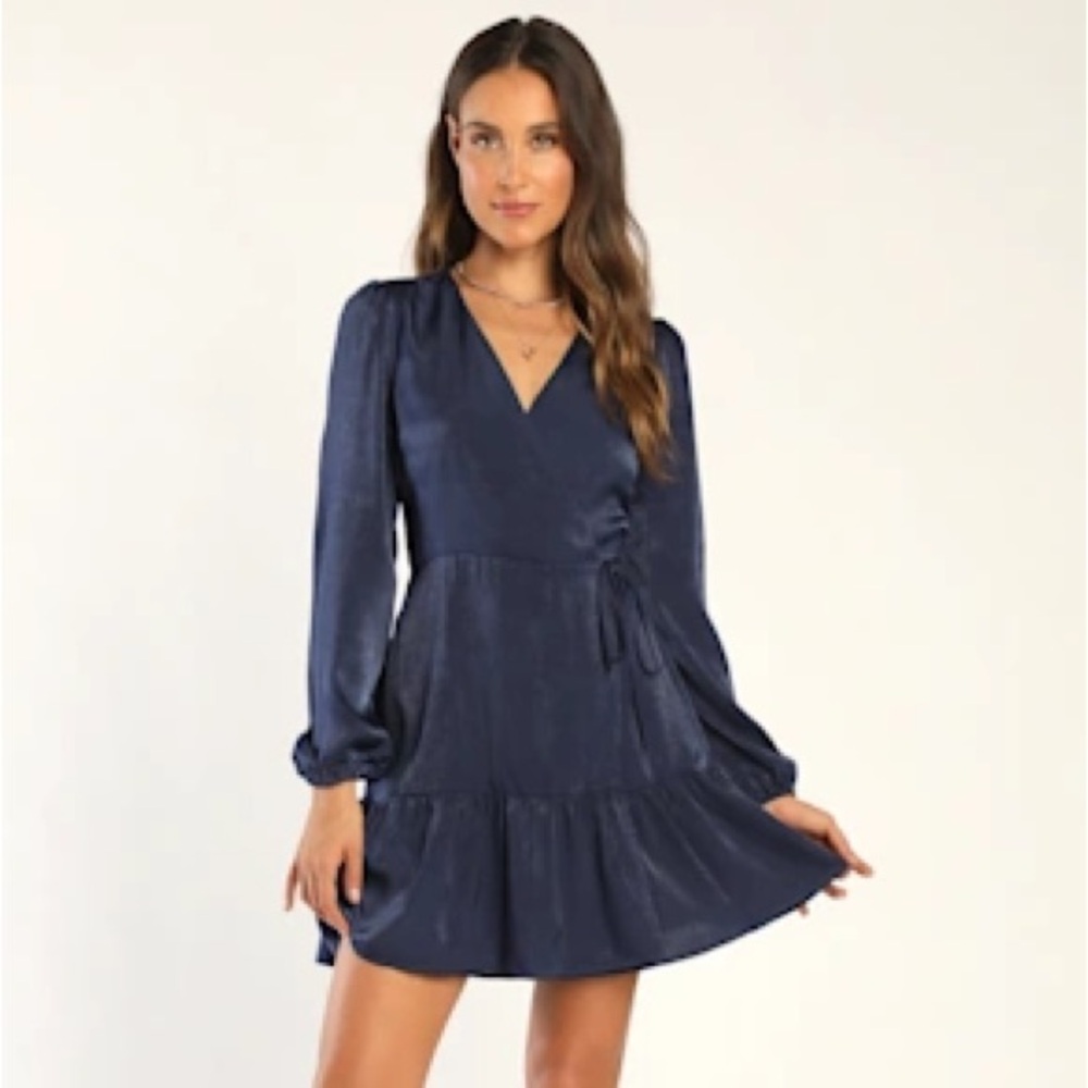 Lulu's Midnight Blue Long Sleeve Dress